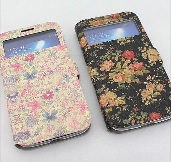 Samsung S4 Case For Women Flower Printing Samsung Galaxy S4 Flip Case Floral Samsung S4 Phone Case, Samsung S4 Cover, Samsung S4 Flower Case
